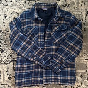 Patagonia Navy and Tan Checkered Shirt